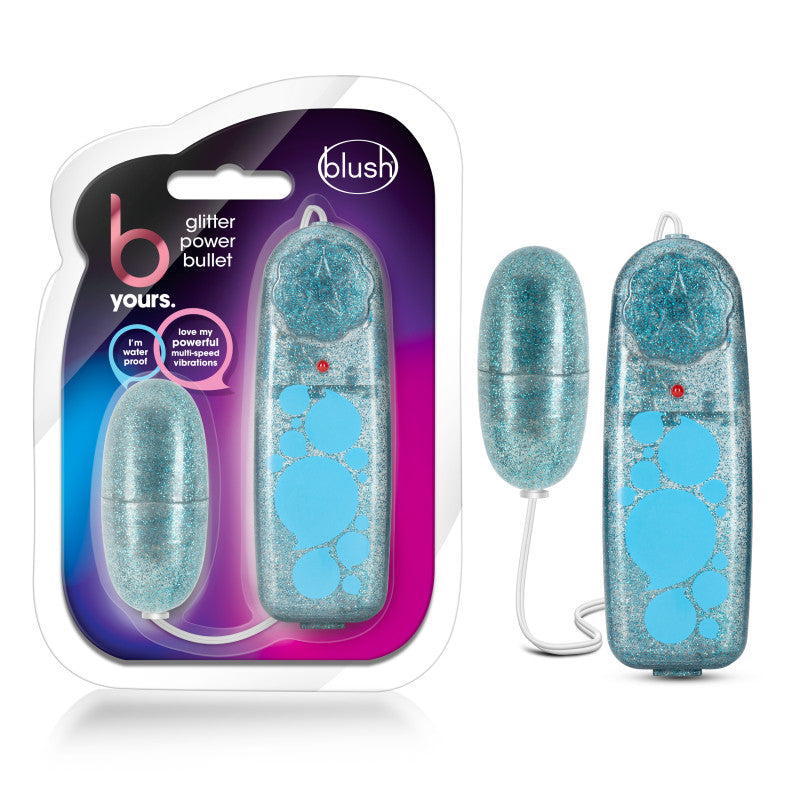 B Yours Glitter Power Bullet - Blue - Glitter Blue 5.5 cm Bullet Blush Novelties